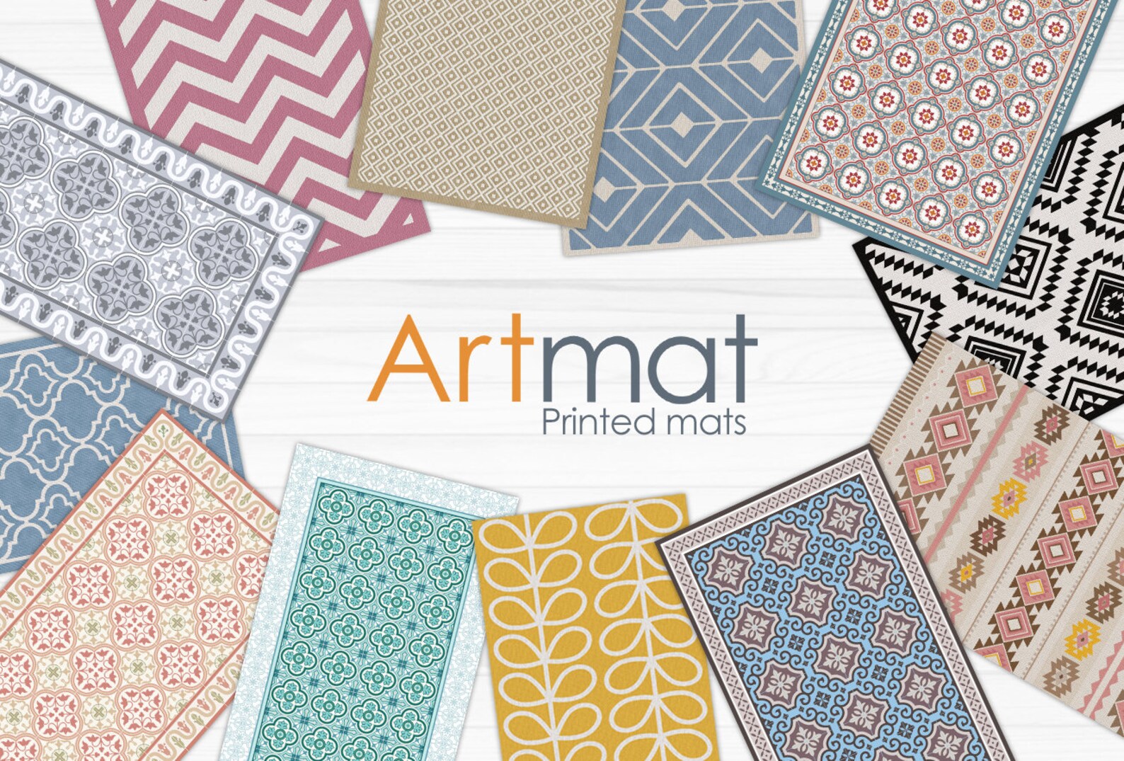 Blue and Grey Chevron Rug Linoleum Art Mat. Printed Vinyl Etsy