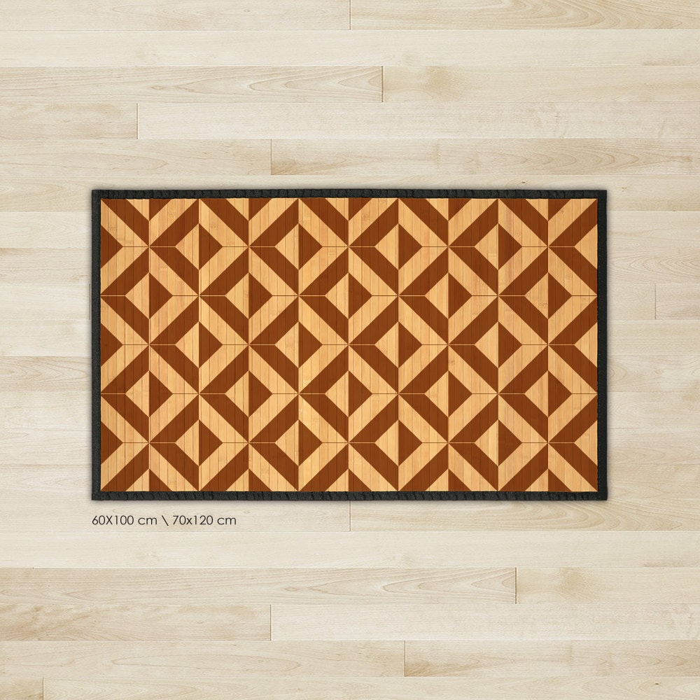 Printed Bamboo rug bamboo carpet Wood tile pattern Etsy