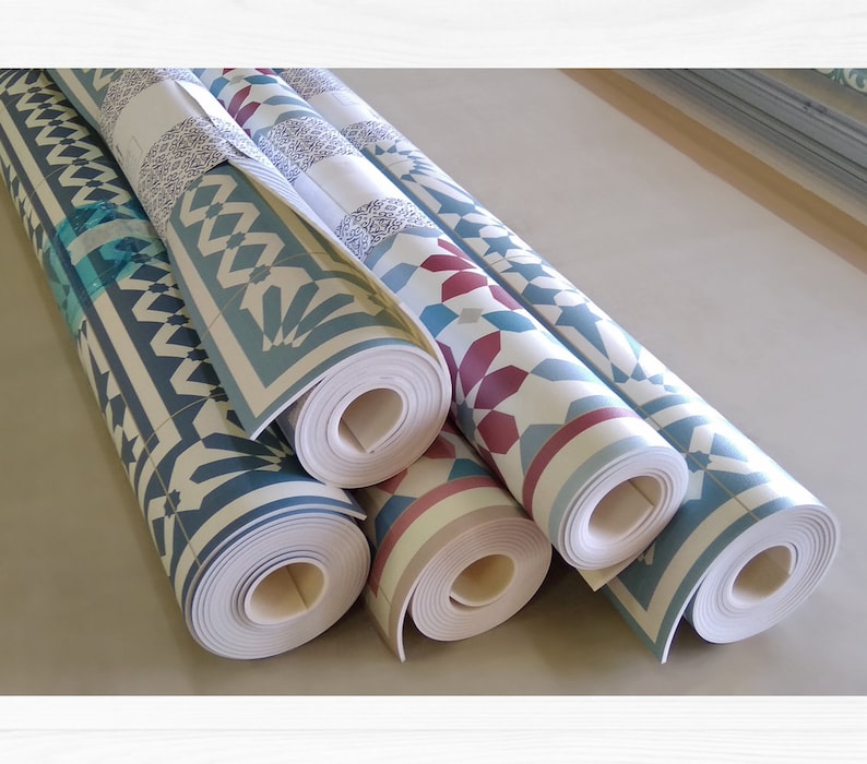 Runner Rug Kitchen Vinyl Runner Purple and Turquoise Vinyl Etsy