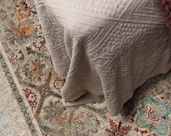 Dark Gray Vinyl Floor Mat: Spanish Ethnic Tile Pattern