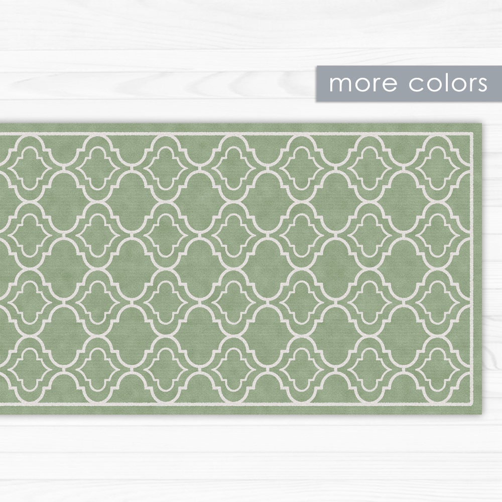 Vinyl Floor Mat in Green or Blue. Printed Linoleum Rug PVC Etsy Canada