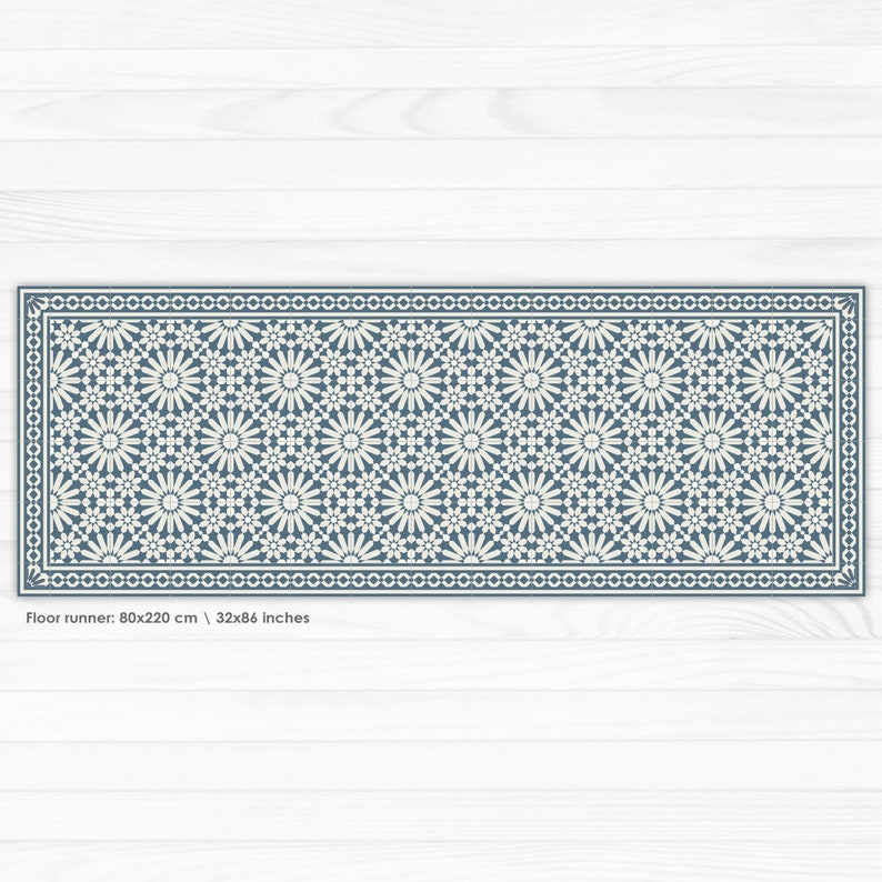 Vinyl Runner Rug or Hallway Runner With Moroccan Tiles Design Etsy UK