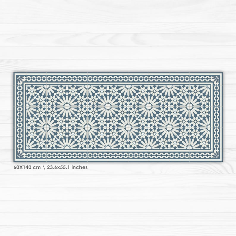 Vinyl Runner Rug or Hallway Runner With Moroccan Tiles Design Etsy UK