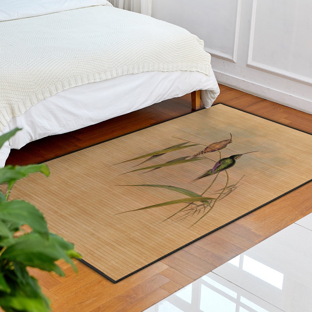 Bamboo Area Rug: Vintage Bird Botanical Illustration - Etsy
