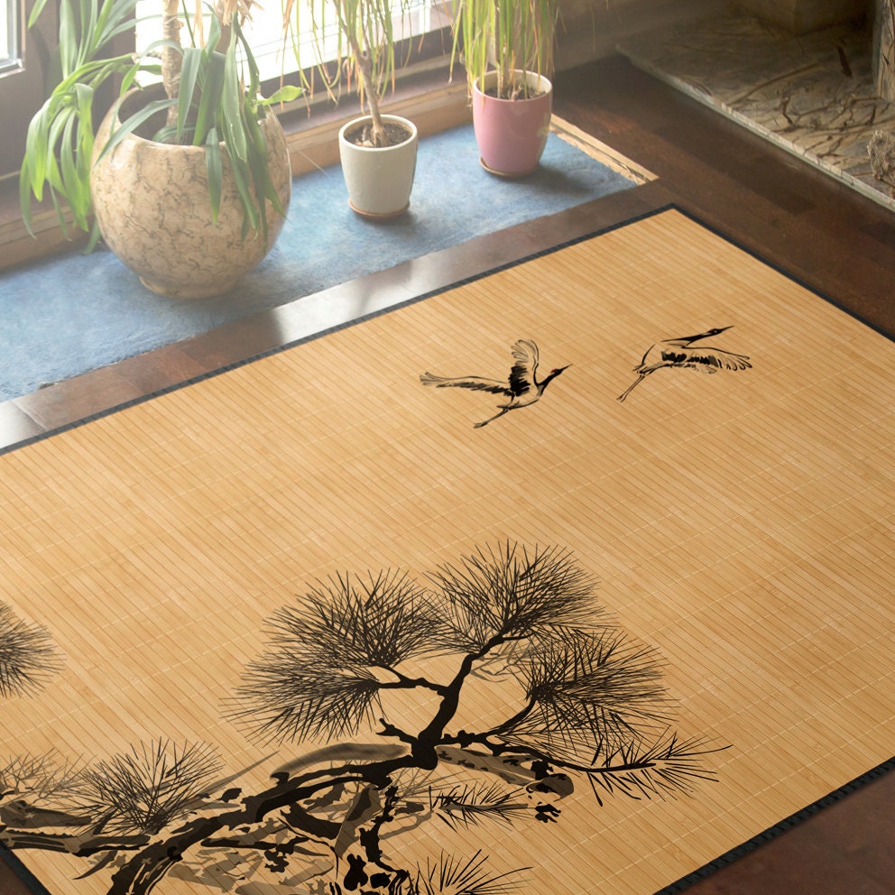 Bamboo Floor Mat Non-Skid, Water-Resistant Runner Rug Large