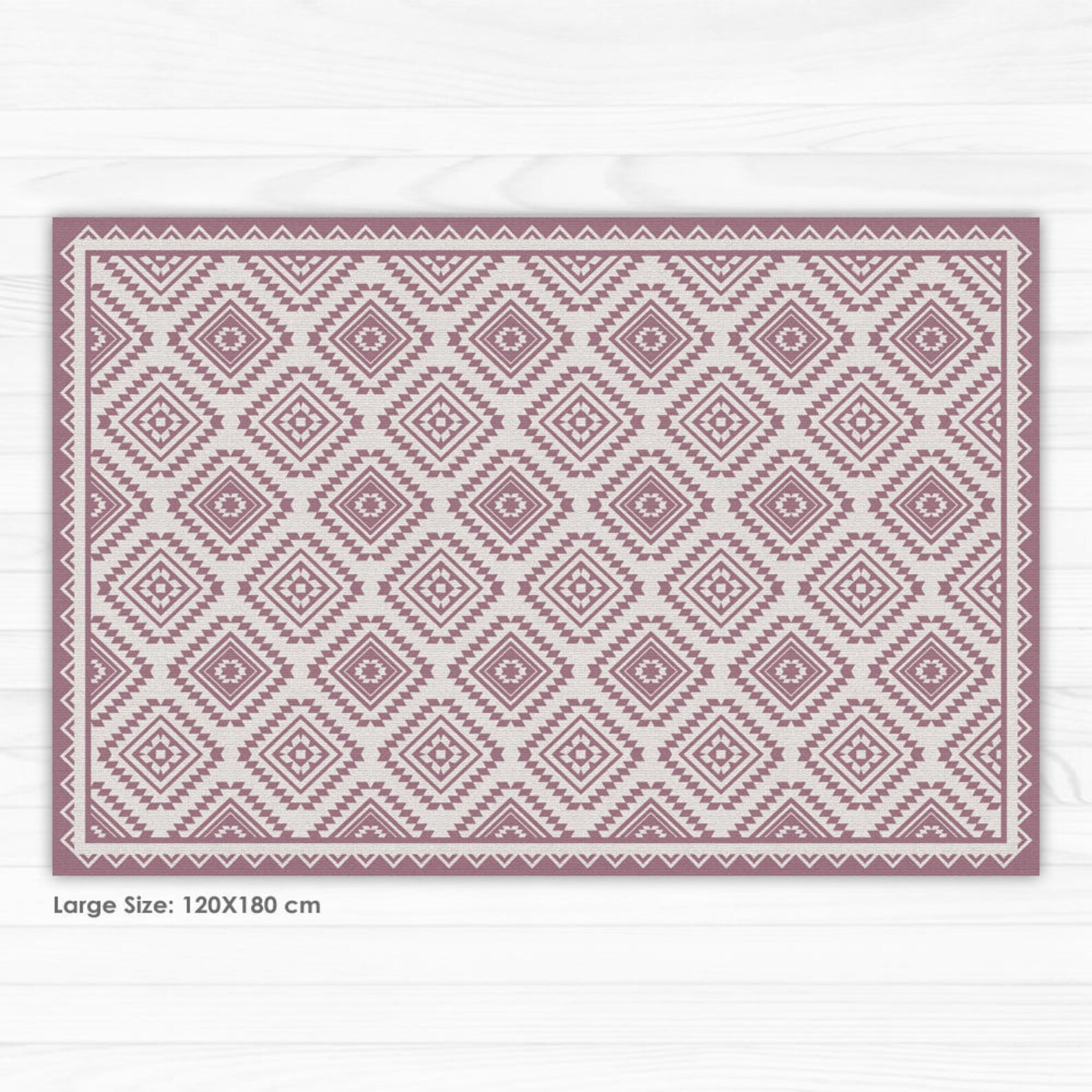 Vinyl floor mat linoleum rug with pink ethnic Kilim pattern. Etsy