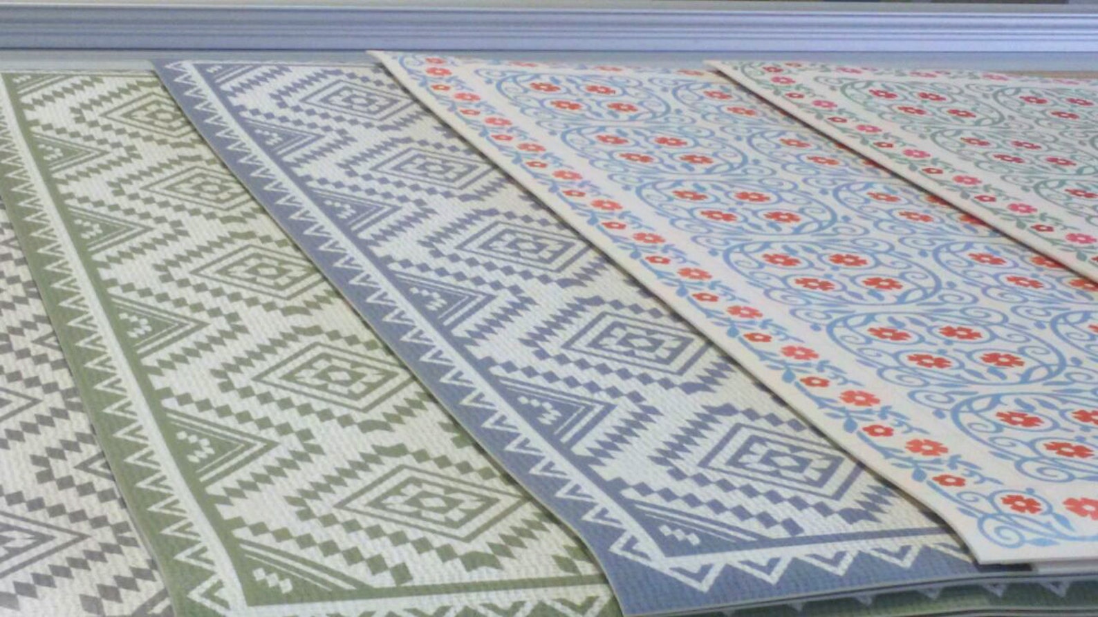 Linoleum Rug, With Printed Blue Kilim Pattern. Art Mat - Printed PVC ...