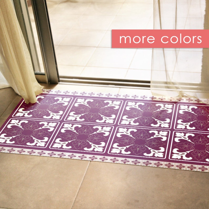 Unique Printed Doormat or Area Rug With Purple Tile Pattern. Etsy