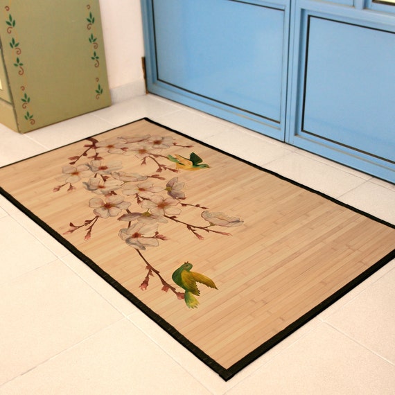 Manhattan Inform Try out Printed Bamboo Mat Area Rug Oriental Print of Bird on - Etsy Manhattan Inform Try out Printed Bamboo Mat Area Rug Oriental Print of Bird on - Etsy