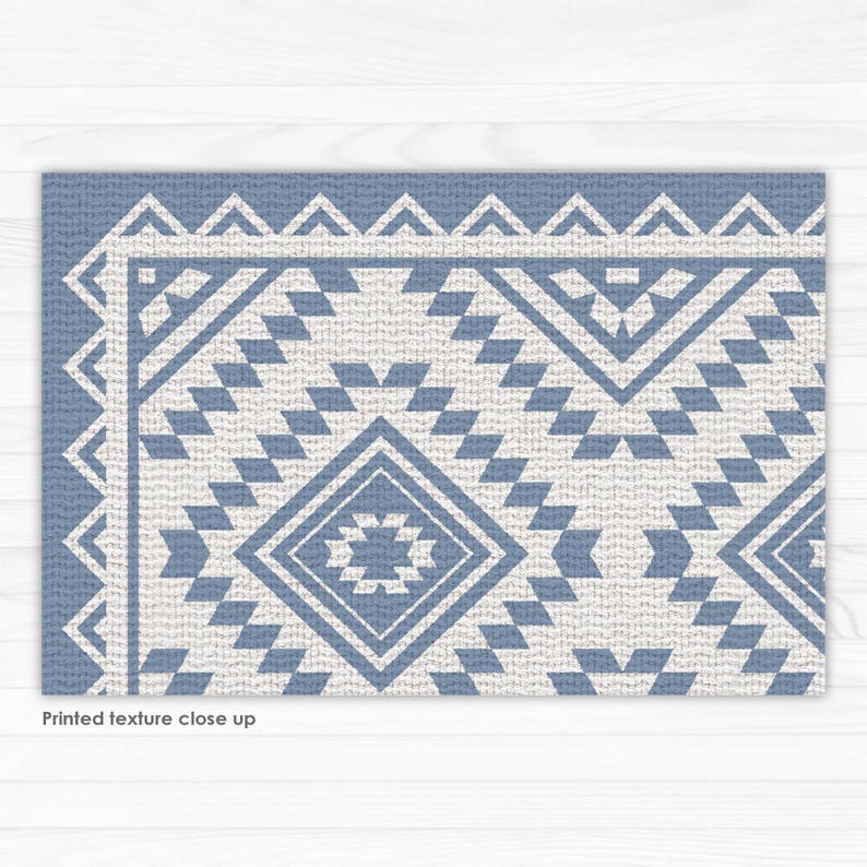 Linoleum Rug, With Printed Blue Kilim Pattern. Art Mat - Printed PVC ...