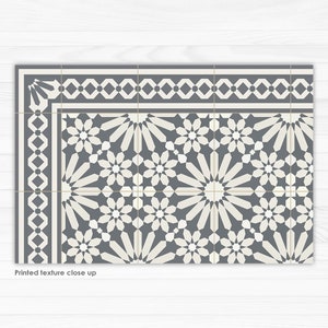 Kitchen floor mat with gray Moroccan tiles deisgn. Kitchen mat, door mat, pet mat. Grey Zellige floor tiles. image 4