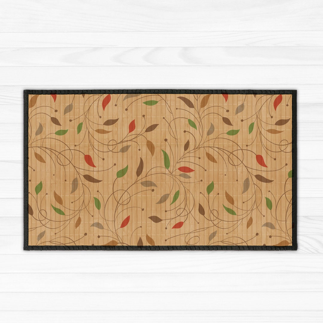 Leaves Design Bamboo Rug. Colorful Leaves Illustration, Printer on a ...