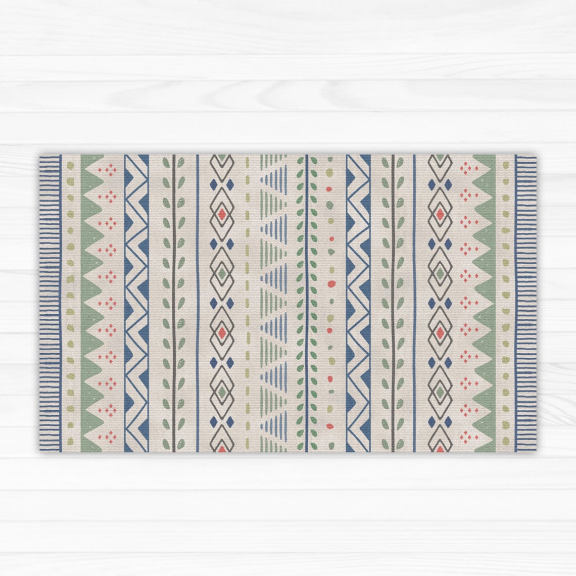 Geometric blue and green kitchen rug vinyl floor mat. Kitchen Etsy