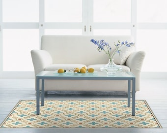 Moroccan Tile Vinyl Floor Mat: Earth Tone Kitchen Rug
