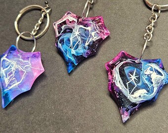 FFXIV Dark Knight Job Stone Nebula Galaxy Resin Keychains