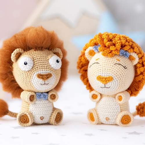Dark Brown Lion Handmade Amigurumi Stuffed Toy 2021 Pretend Play Toys