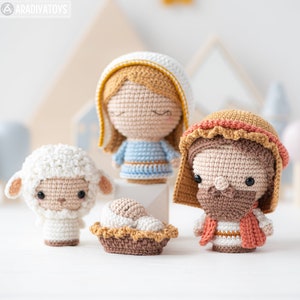 Nativity Crochet Pattern Set Christmas Mini Amigurumi Mary, Joseph, Baby Jesus, Sheep Nativity Scene DIY AradiyaToys Tutorial PDF file image 3