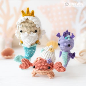 Kawaii Ocean Minis from AradiyaToys Minis collection / crochet patterns Amigurumi tutorial PDF file / crochet mermaid / amigurumi triton image 5
