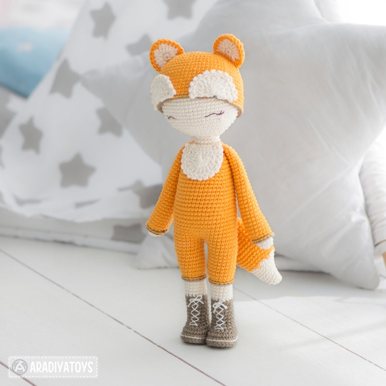 Friendy Laura the Fox from AradiyaToys Friendies collection / doll crochet pattern by AradiyaToys Amigurumi tutorial PDF file image 5