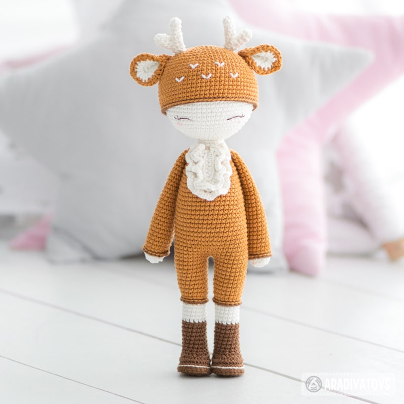 Friendy Annie the Deer from AradiyaToys Friendies collection / doll crochet pattern by AradiyaToys Amigurumi tutorial PDF file image 3