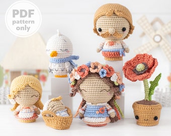 Ukrainian Family from “Mini Kingdom” collection / crochet patterns by AradiyaToys (Amigurumi tutorial PDF file) / crochet ukraine / stork