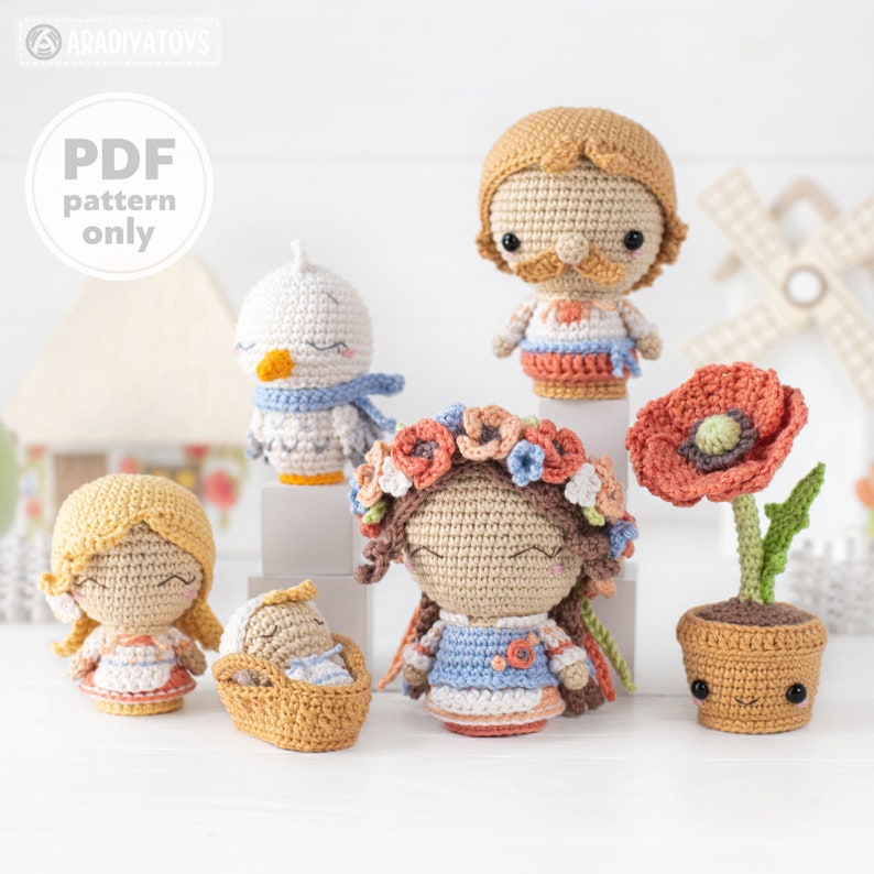 Famille ukrainienne de la collection Mini Kingdom / modèles de crochet par AradiyaToys fichier PDF du tutoriel Amigurumi / crochet ukraine / cigogne image 1