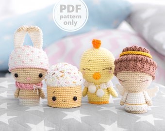 Ensemble de minis de Pâques de la collection « AradiyaToys Minis » / modèle de Pâques au crochet par AradiyaToys (fichier PDF du tutoriel Amigurumi), Pâques amigurumi