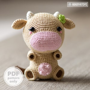 Cow Crochet Pattern Amigurumi Tutorial DIY Animals Crochet Patterns Handmade Beginner How To Create Cow by AradiyaToys (Digital PDF File)