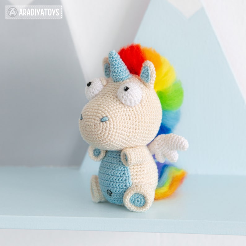 Einhorn Häkelanleitung by AradiyaToys DIY Amigurumi Tutorials Tiere Häkelmuster Anleitung Anfänger Kawaii Niedlich Digitale PDF-Datei Bild 7