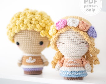 Modèles au crochet du prince et de la princesse perdus de la collection « Mini Kingdom » par AradiyaToys (PDF tutoriel amigurumi) / crochet kawaii