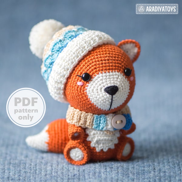 Amigurumi Fox Crochet Pattern ALICE Mini Amigurumi Tutorial PDF file HowTo Crochet Animals Pattern ebook Digital Handmade DIY AradiyaToys