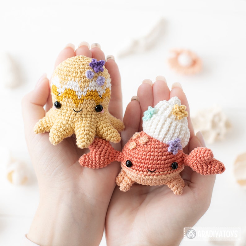 Kawaii Ocean Minis from AradiyaToys Minis collection / crochet patterns Amigurumi tutorial PDF file / crochet mermaid / amigurumi triton image 10