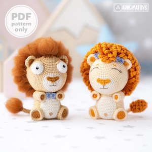 Crochet Pattern of Lion Cubs Bobby and Lily from AradiyaToys Design Amigurumi tutorial PDF file / lion crochet pattern by AradiyaToys image 1