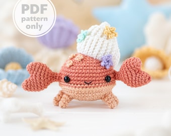 Wzór na szydełkowanie kraba kawaii Amigurumi, samouczek DIY na stworzenia morskie AradiyaToys, plik PDF, ręcznie robiony mini