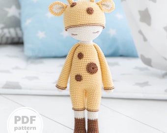 Friendy Sonya la girafe de la collection "AradiyaToys Friendies" / patron de poupée au crochet par AradiyaToys (fichier PDF du tutoriel Amigurumi)