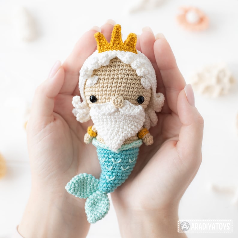 Kawaii Ocean Minis from AradiyaToys Minis collection / crochet patterns Amigurumi tutorial PDF file / crochet mermaid / amigurumi triton image 8