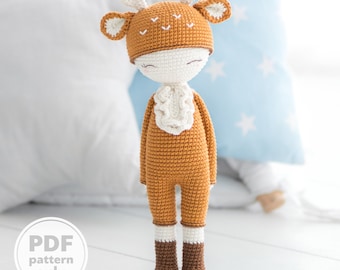 Friendy Annie the Deer from "AradiyaToys Friendies" collection / doll crochet pattern by AradiyaToys (Amigurumi tutorial PDF file)