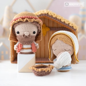 4-in-1 Nativity Crochet Pattern Set Mary Baby Jesus Joseph Stable DIY ...