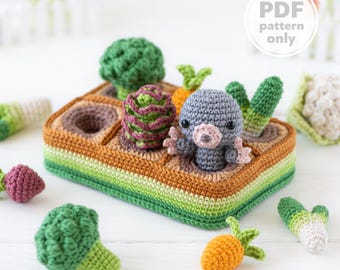 amigurumi vegetable patch crochet pattern AradiyaToys kingdom carrot broccoli beetroot vegetables DIY tutorial PDF