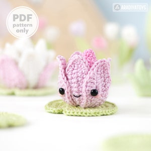 Amigurumi Flower Crochet Pattern Water Lily Lotus Flower Amigurumi Pattern Tutorial PDF File Keychain Beginner Friendly Handmade DIY Digital