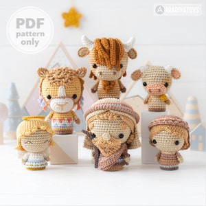 Nativity Set Crochet Pattern Shepherd Camel Angel Ox Calf Bull Christmas Mini Amigurumi Animal Patterns Nativity Scene Tutorial PDF file image 1