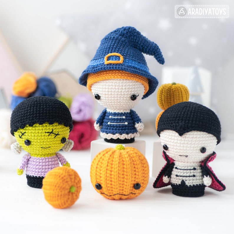 Halloween Minis set from AradiyaToys Minis collection / crochet patterns / Amigurumi PDF tutorial file / crochet mini / halloween crochet image 3