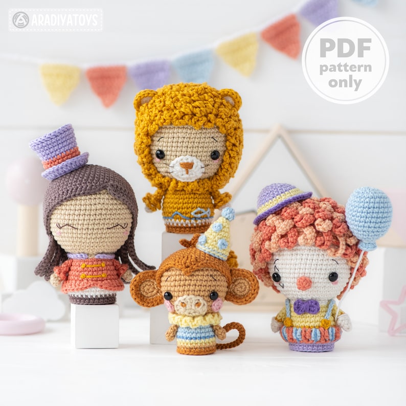 CIRCUS Crochet Pattern by AradiyaToys Amigurumi Tutorial How To Bundle Digital Handmade Easy Fast DIY Projects Miniature Mini PDF file image 1