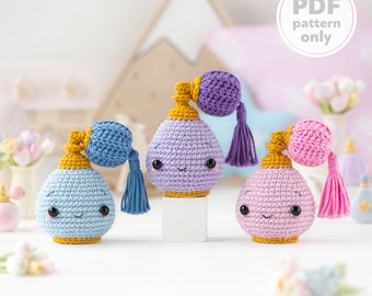 Parfum kawaii de la collection « AradiyaToys Kawaii », motif au crochet (fichier PDF du tutoriel Amigurumi), porte-clés bricolage fait main pour débutants