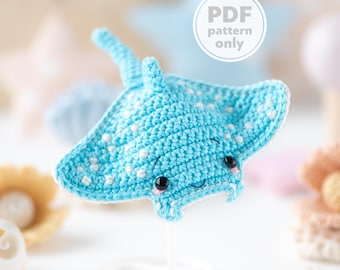 manta ray crochet pattern stingray amigurumi tutorial by AradiyaToys mini kingdom crochet stingray DIY file handmade PDF amigurumi pattern