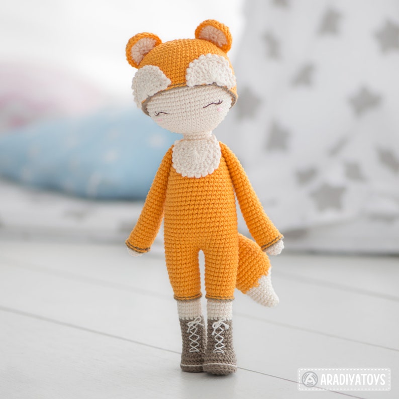 Friendy Laura the Fox from AradiyaToys Friendies collection / doll crochet pattern by AradiyaToys Amigurumi tutorial PDF file image 3