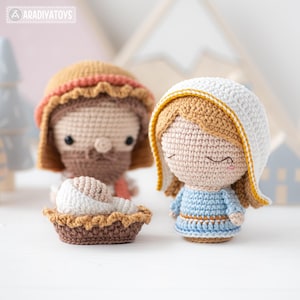 4-in-1 Nativity Crochet Pattern Set Mary Baby Jesus Joseph Stable DIY ...