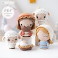 4-in-1 Nativity crochet pattern set Christmas mini amigurumi Mary Joseph Baby Jesus sheep Nativity scene DIY AradiyaToys tutorial PDF file product logo