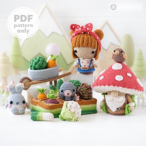 5-in-1 Gemüsebeet Häkelanleitung Amigurumi von AradiyaToys mini verhindertind pilz häkelanleitung DIY PDF Datei Häschen Garten Mädchen