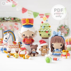 7-in-1 nutcracker crochet pattern Christmas decor amigurumi tutorial rocking horse AradiyaToys DIY ornament Christmas tree digital PDF file